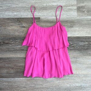 BCBG tiered magenta ruffle tank